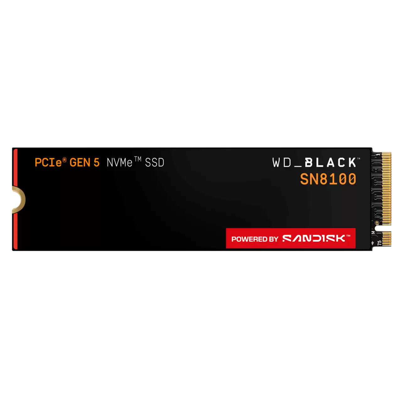 Вътрешни SSD SANDISK WD Black 2TB SN8100 PCIe 5.0x4 NVMe M.2 SSD POWERED BY SANDISK
